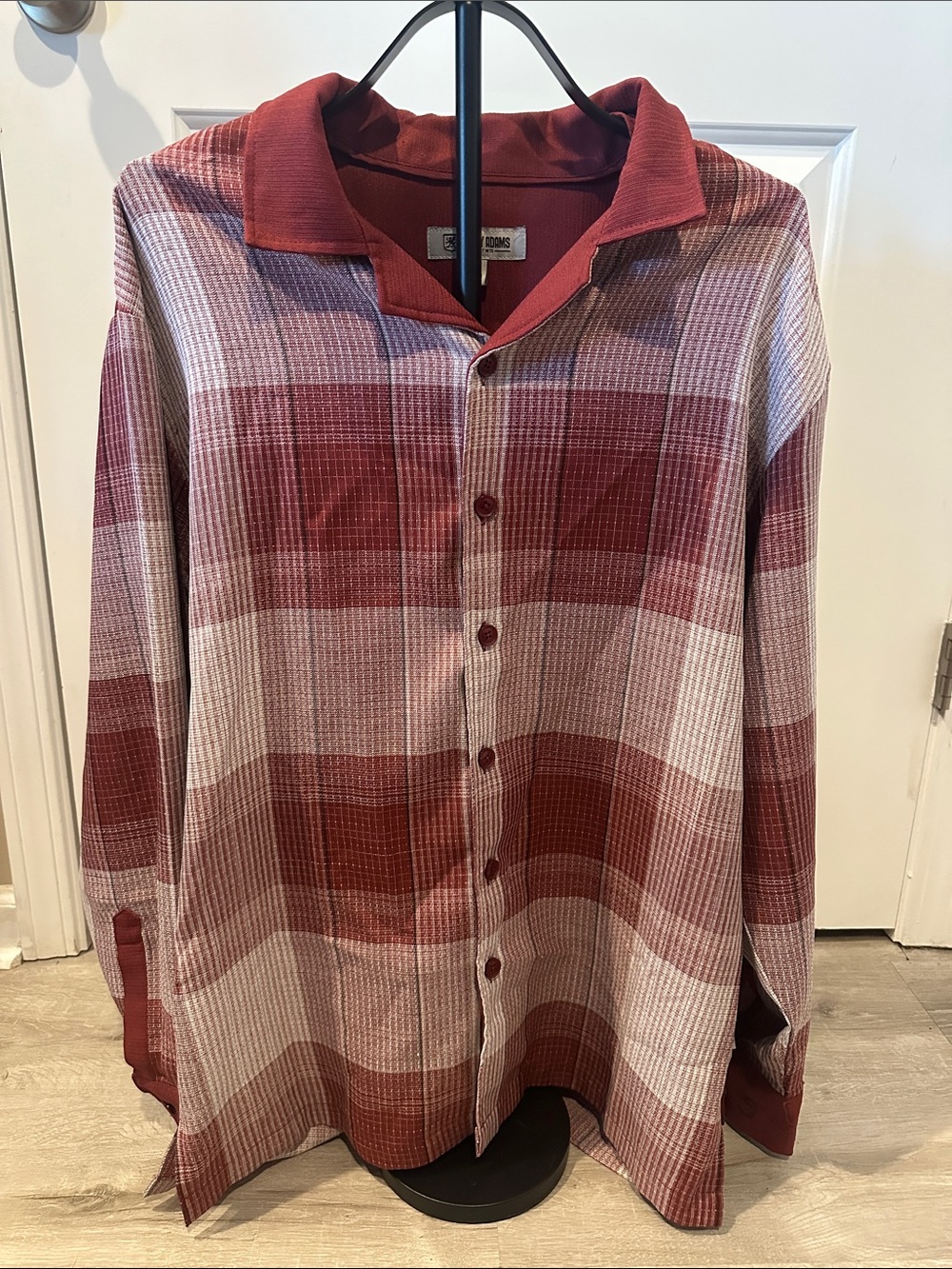 Stacy Adams Men's Red Plaid Casual Button-Down Shirt